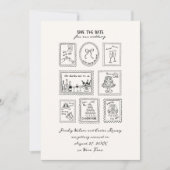 Postage Stamp Hand Drawn Save The Date Card (Vorderseite)