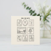 Postage Stamp Hand Drawn Save The Date Card (Stehend Vorderseite)