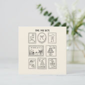 Postage Stamp Hand Drawn Save The Date Card (Stehend Vorderseite)