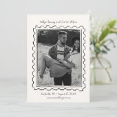 Postage Stamp Hand Drawn Save The Date Card (Stehend Vorderseite)