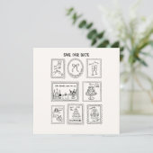 Postage Stamp Hand Drawn Save The Date Card (Stehend Vorderseite)
