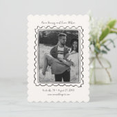 Postage Stamp Hand Drawn Save The Date Card (Stehend Vorderseite)