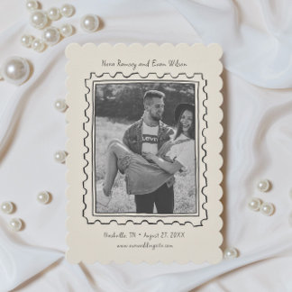 Postage Stamp Hand Drawn Save The Date Card