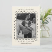 Postage Stamp Hand Drawn Save The Date Card (Stehend Vorderseite)