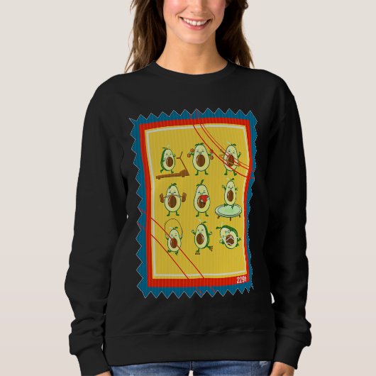 Postage Stamp Vegetarian Avocado Workout Sweatshirt (Vorderseite)