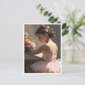 Postal con bailarina sujetando ramo de flores postkarte (Stehend Vorderseite)