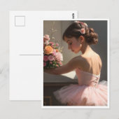 Postal con bailarina sujetando ramo de flores postkarte (Vorne/Hinten)
