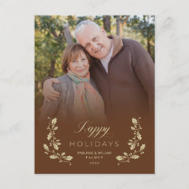 Postal Festiva Brown Whimsical Script Quote Photo  Feiertagspostkarte