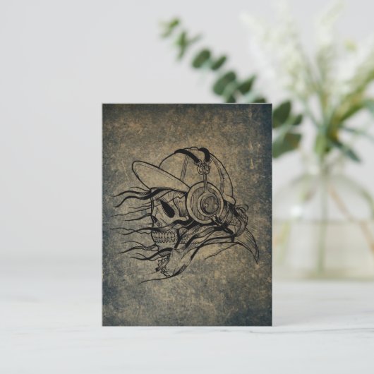 POSTAL SKULL MUSIC POSTKARTE (Stehend Vorderseite)