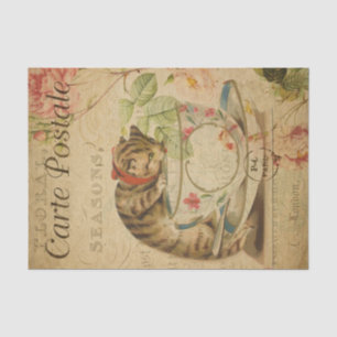 Postale Cat und Teebecher Seidenpapier