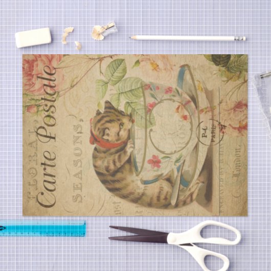 Postale Cat und Teebecher Seidenpapier (Handwerk)
