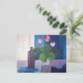 Postale "fleur et bouteille bleu" postkarte (Stehend Vorderseite)