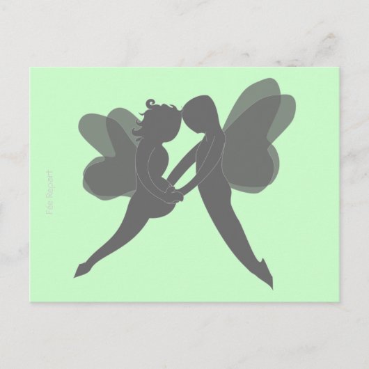 Postale grossesse paar de fées fées fét vert postkarte (Vorderseite)