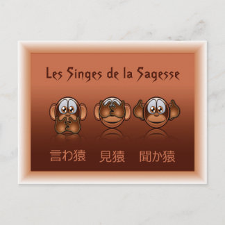 Postale singes de la sagesse postkarte