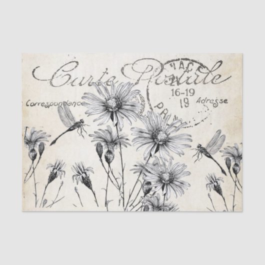 Postale Wildblume Dragonfly Decoupage Seidenpapier (Vorderseite)