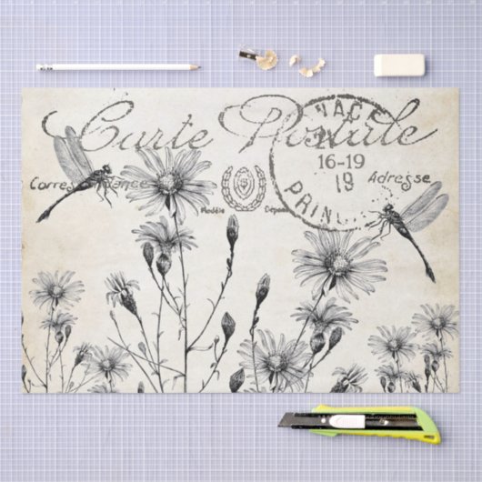 Postale Wildblume Dragonfly Decoupage Seidenpapier (Handwerk)