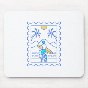 Postalische Sommersurfing-Briefmarke 1 Mousepad