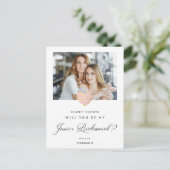 Postamt Foto wird mein Junior Bridesmaid rosa sein Postkarte (Stehend Vorderseite)