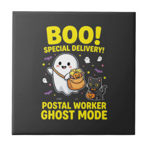 Postangestellter Geist Modus Halloween Design_1 Fliese