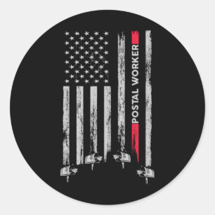 Postangestellter Vintage USA Amerikanische Flagge Runder Aufkleber