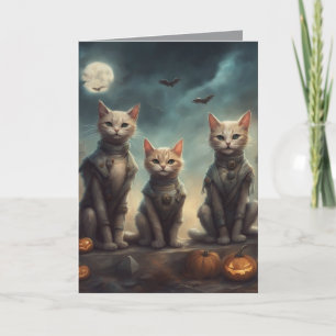 Postapokalyptische Katzen an Halloween Karte