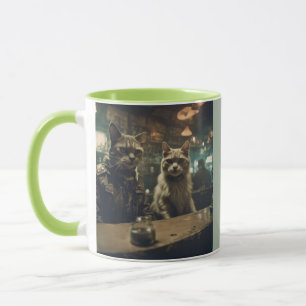 Postapokalyptische Katzen in einer Bar Tasse