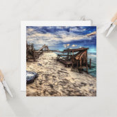 Postapokalyptische Leere Strand verlassen Karte (Vorderseite/Rückseite Beispiel)