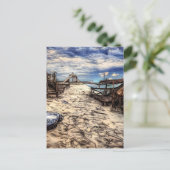 Postapokalyptische Leere Strand verlassen Postkarte (Stehend Vorderseite)