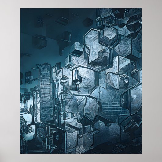 Postapokalyptische Stadt Poster (Vorne)