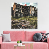 Postapokalyptische Zerstörung | Ausgegebene Gebäud Leinwanddruck (Insitu (Wohnzimmer))