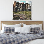 Postapokalyptische Zerstörung | Ausgegebene Gebäud Leinwanddruck (Insitu (Schlafzimmer))