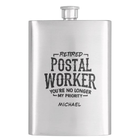 Postarbeiter Mailman Custom Retirement Flachmann (Vorderseite)