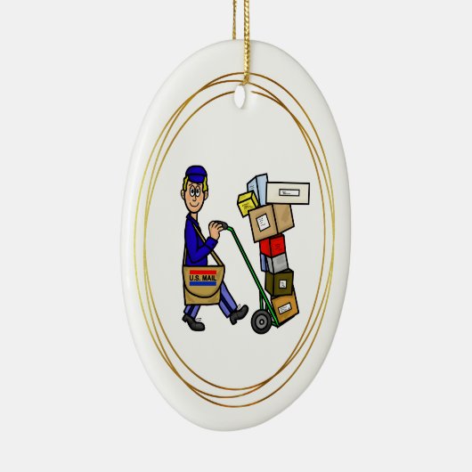 Postarbeiter mit Box Weihnachtsschmuck (Rechts)