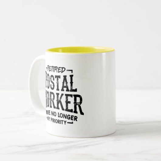 Postarbeiterruhestand Keepake Mailman Funny Zweifarbige Tasse (Vorderseite Links)