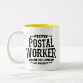 Postarbeiterruhestand Keepake Mailman Funny Zweifarbige Tasse (Links)