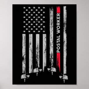 Postbediensteter Vintage USA Amerikanische Flagge Poster