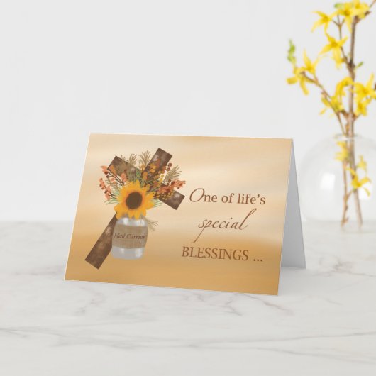 Postbeförderer Kreuzsegnung bei Erntedank Vase Karte (Gelbe Blume)