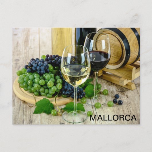 Postbodegón vino y uvas Mallorca Postkarte (Vorderseite)