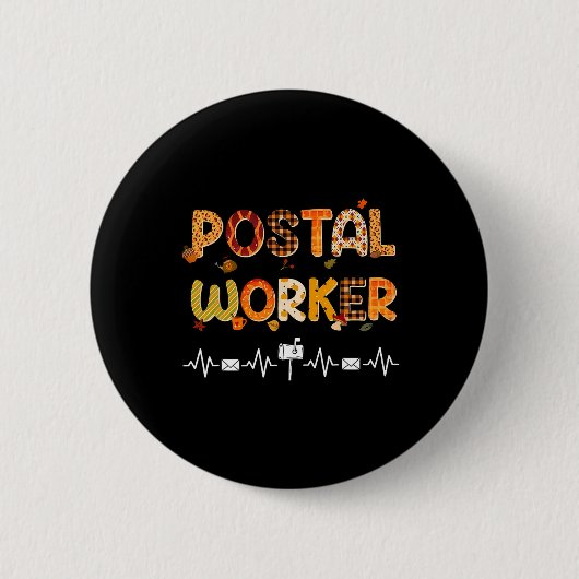 Postbote Herbst Post Umschlag Herzschlag Briefträg Button (Vorderseite)