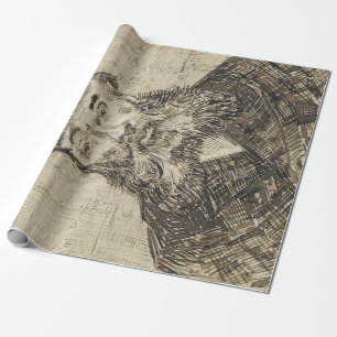 Postbote Joseph Roulin (Sepia-Skizze) (von van Gog Geschenkpapier