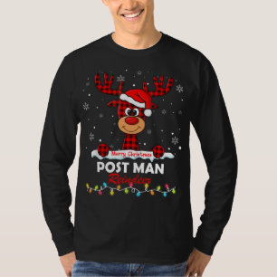 Postbote Rentier Weihnachtsmann Hut Buffalo Karier T-Shirt