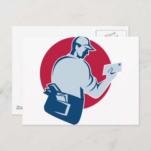 Postbote schicken Postumschlag zurück Postkarte (Vorne/Hinten)