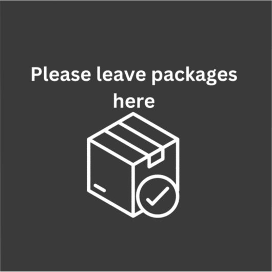 Postbox Parcel Aufkleber Schwarzer Hintergrund (Vorderseite)