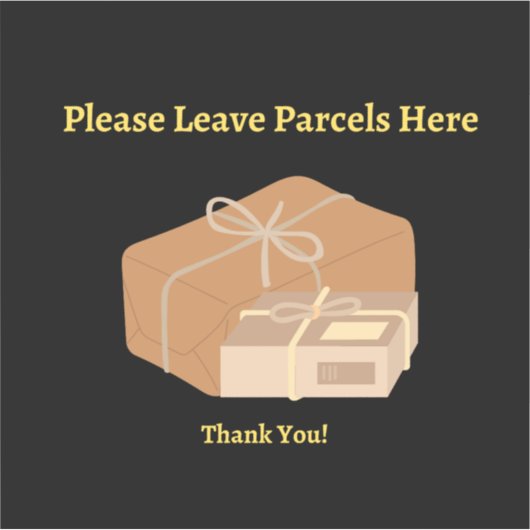 Postbox Parcel Aufkleber Schwarzer Hintergrund (Vorderseite)