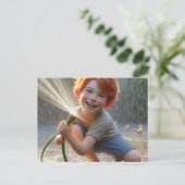 Postcar- Glücklicher kleiner Junge, der spielt Postkarte (Stehend Vorderseite)