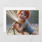 Postcar- Glücklicher kleiner Junge, der spielt Postkarte (Vorne/Hinten)