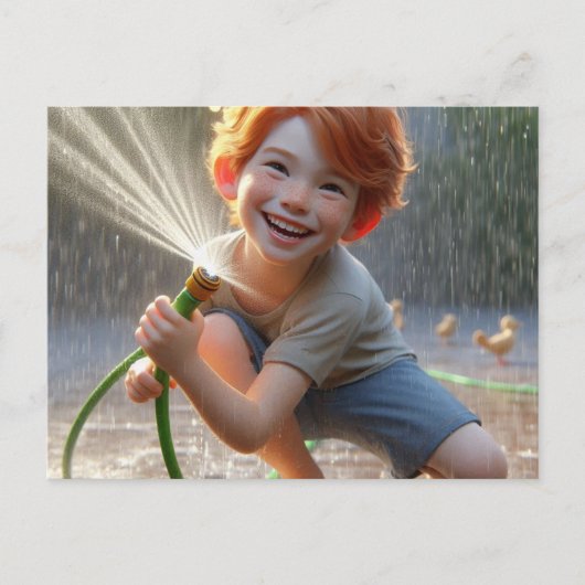 Postcar- Glücklicher kleiner Junge, der spielt Postkarte (Vorderseite)