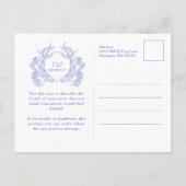 POSTCARD 21. Geburtstag Blauer Wappen Einladung (Rückseite)