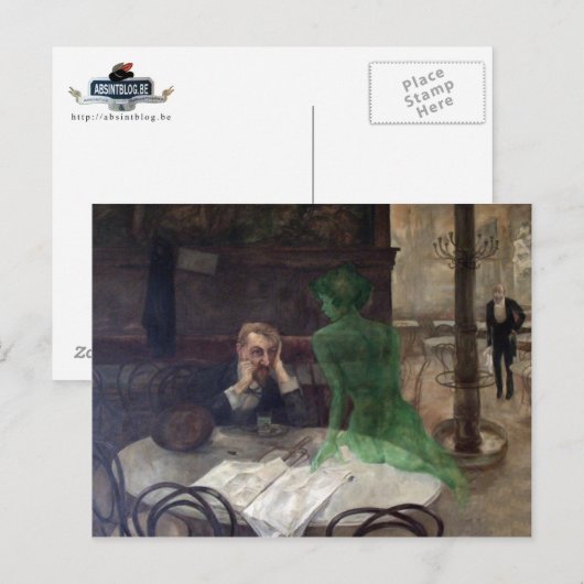 Postcard Absinthe Drinker Postkarte (Vorne/Hinten)