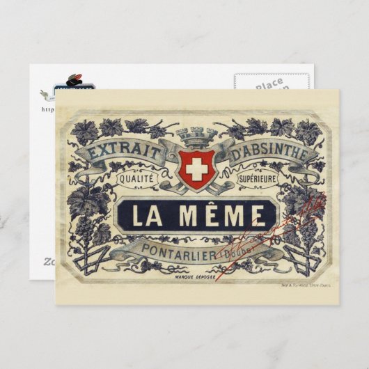 Postcard Absinthe La Même Postkarte (Vorne/Hinten)